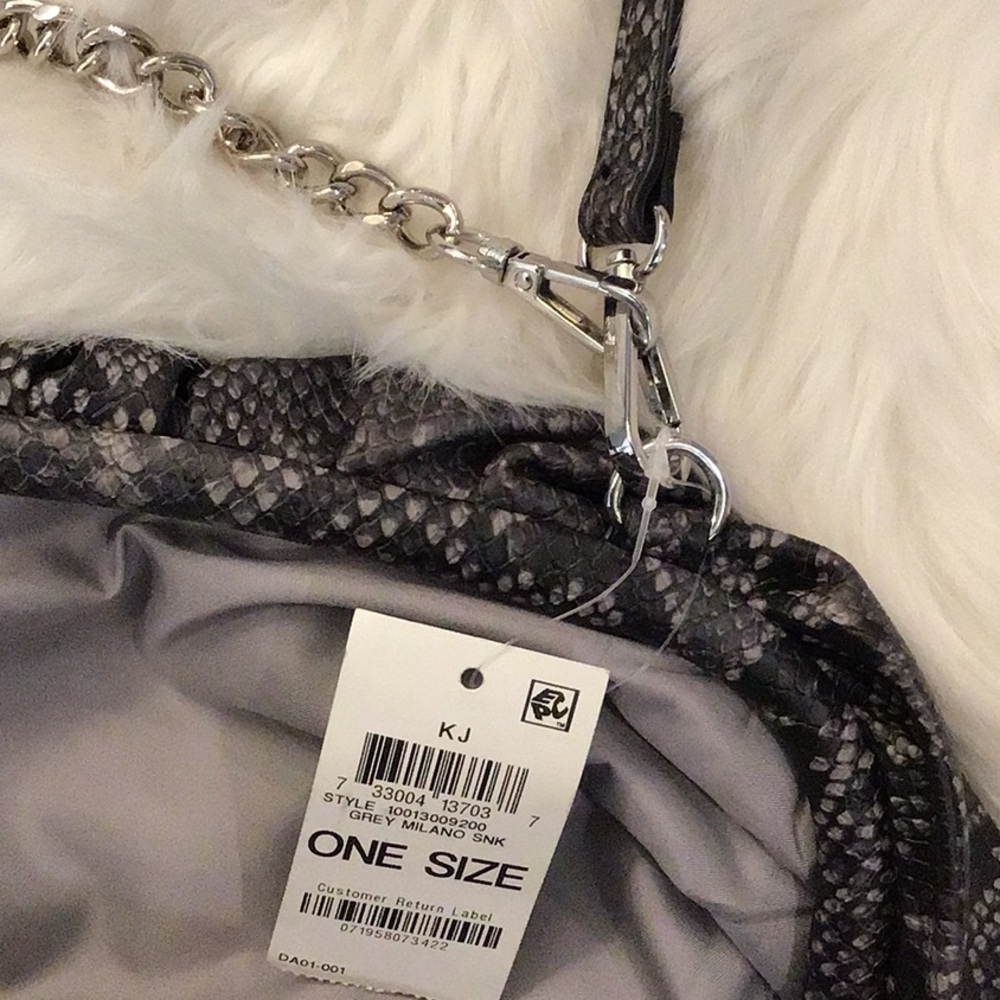 INC International Concepts Black and Gray Snake Print KJ Clutch - Picture 6 of 8